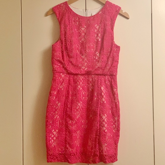 Talulah Scrolling Lace Dress, Hot Pink, Medium - Picture 2 of 11